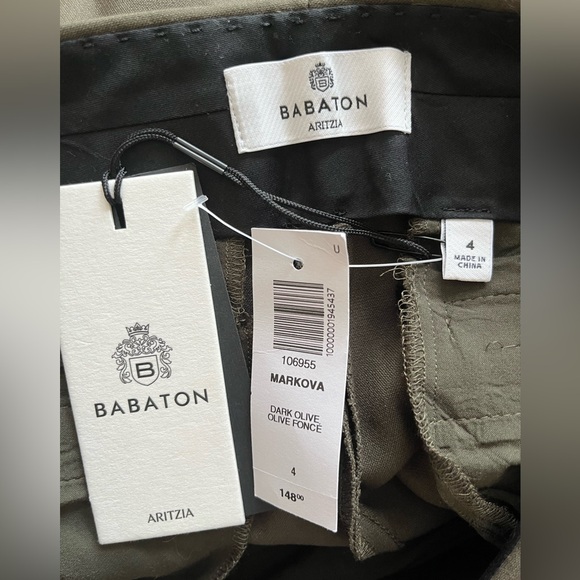 Babaton Markova dark olive mid rise ankle straight dress Pants size 4 - Picture 7 of 9